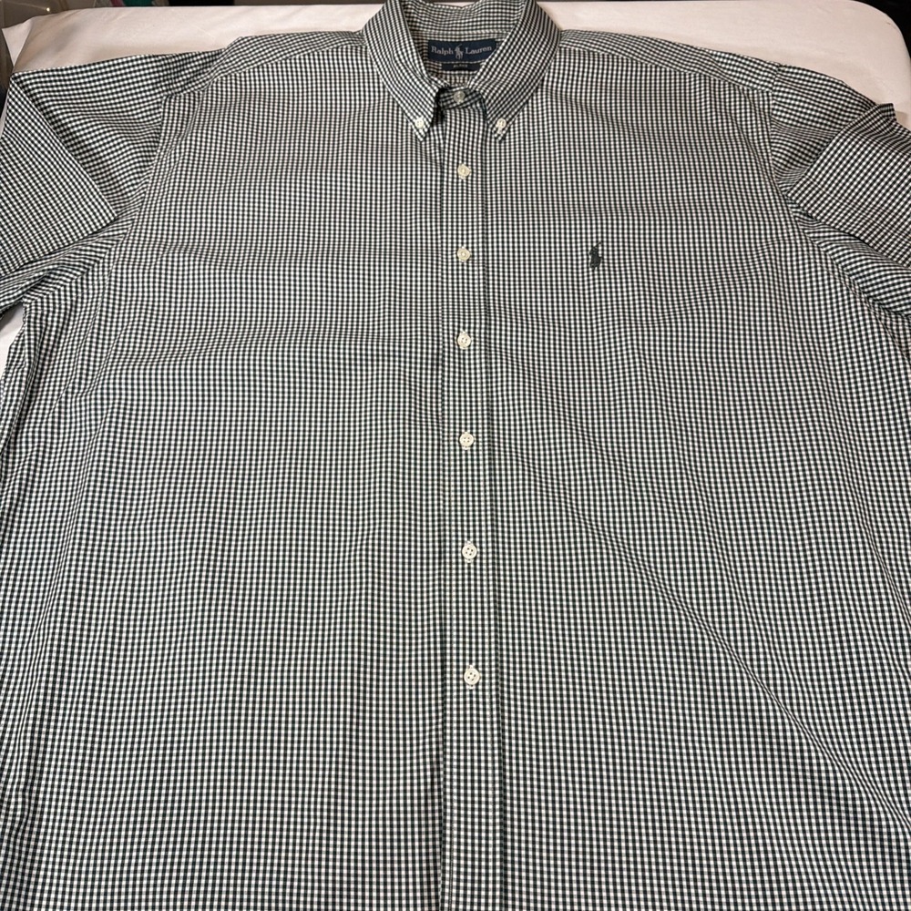 Ralph Lauren Blake XXL Green Gingham Plaid Check Short Sleeve Button Down Shirt - Picture 3 of 7